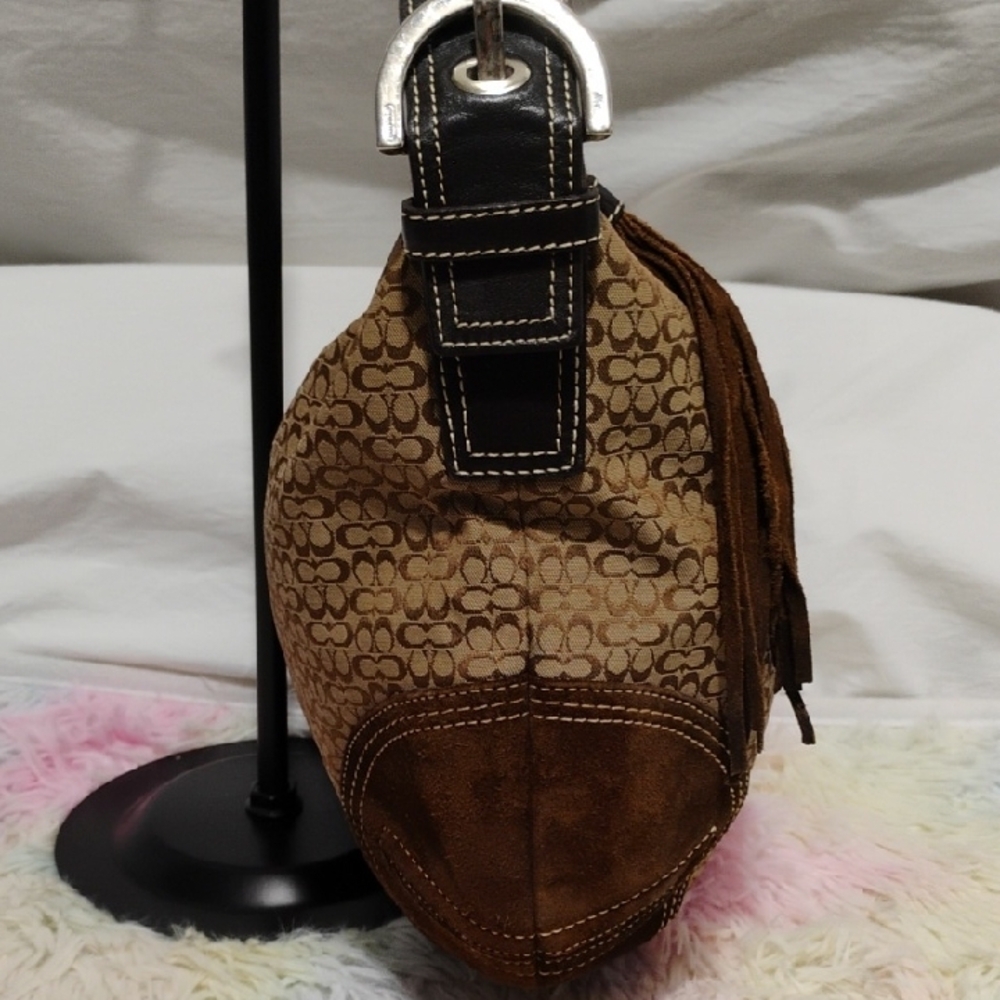 SALE! Authentic Coach Y2K Mini Signature C Shoulder Bag W Tassels - Picture 6 of 14
